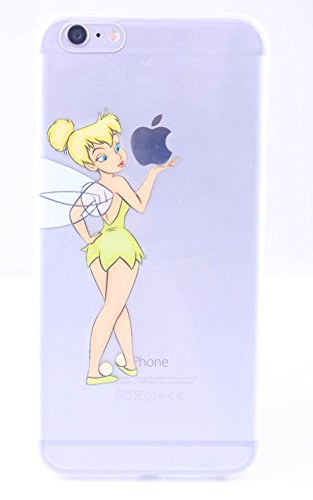 (6 (4.7)-Tinkerbell-Silicone Case) ROXX iPhone 6 (4.7) / 6s Case Fairy Tale Soft Rubber TPU Silicone Cases Featuring Disney Snow White Tinkerbell Holding Apple for iPhone 6 (4.7)