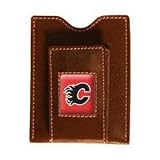 Calgary Flames Brown Leather Money Clip with Cardholder