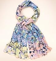 Indigo Collection Pure Cotton Colour Block Floral Scarf