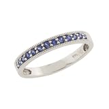 10k White Gold Lab-Created Sapphire Single Band Ring