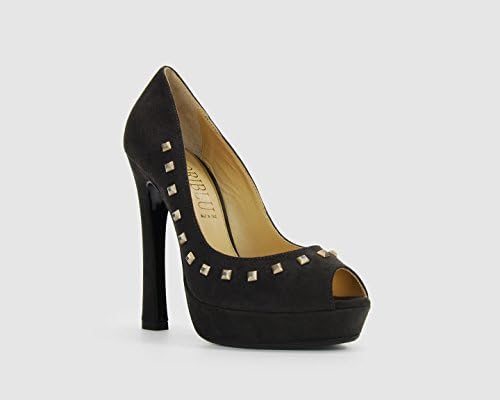 Loriblu Suede Peep-Toe Pump with Gold Studs