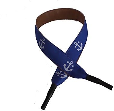 No27 Unisex Nautical White and Royal Blue Anchor Ribbon with Leather Material Eyeglass Croaky 12 Inches