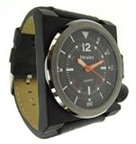 HENLEY ROUND BLACK DIAL WATCH WITH BLACK STRAP