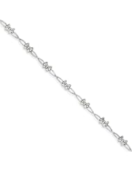 Genuine .925 Sterling Silver Rhodium Plated Diamond Butterfly Bracelet 3.5 Grams . 100% Satisfaction Guaranteed.