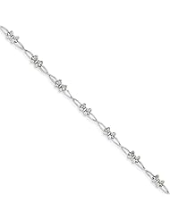 Sterling Silver Rhodium Plated Diamond Butterfly Bracelet