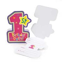 Hugs and Stitches Girl's 1st Birthday Invitations 8ct
