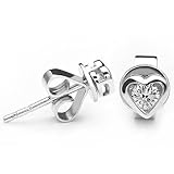 14k White Gold Solitaire Diamond Heart Earrings (0.20 cttw, H-I, SI)
