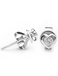 14k White Gold Solitaire Diamond Heart Earrings (0.20 cttw, H-I, SI)