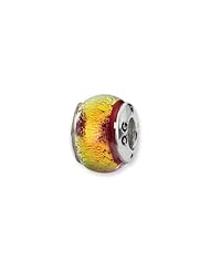 Gold Hued Dichroic Handmade Glass Charm for 3mm Charm Bracelets