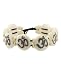 Om White Bone Bracelet With Turquoise and Coral Inlay