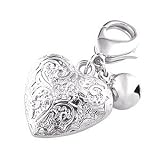 PURELY CHARMING Hand Engraved Pet Collar Charm - Puffed Heart, Silver