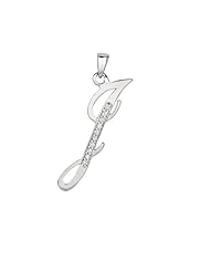 Silver Rhodium Plated Polish The Letter "J" With .05 Carat Diamond Initial Pendant