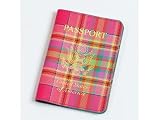 Baekgaard Tartan Brights Azalea genuine leather embossed passport holder