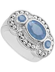 Sapphire and Diamond Ring 14K White Gold - 2.50 CT TGW