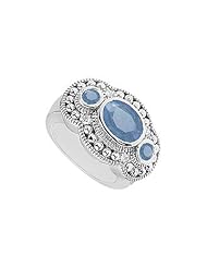 Sapphire and Diamond Ring 14K White Gold - 2.50 CT TGW