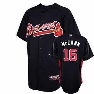 MLB Atlanta Braves Youth Brian McCann 16 Cool Base Batting Practice Jersey, Small, Navy/Red