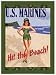 U.S. Marines Girl on Beach Metal Sign