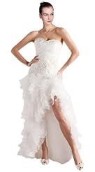 A-line Sheath High-Low-Hem Organza Sweetheart   Dress With Ruffles