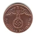 1938-A German Third Reich 1 Reichspfennig Coin KM#89