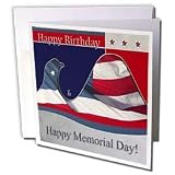 Beverly Turner Patriotic Design - Happy Memorial Day, Flag Eagle - Greeting Cards-12 Greeting Cards with envelopes