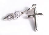 Sterling Silver April Birthstone Charm Pendant Birthday Message Cross Diamond Cut Crystal Before I formed you in the womb I knew you, and before you were born I consecrated you. -Jeremiah 1:2 (NASB)