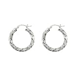 Karat Platinum 25mm Satin Polish Twist Hoop Earrings