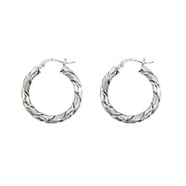 Karat Platinum 25mm Satin Polish Twist Hoop Earrings