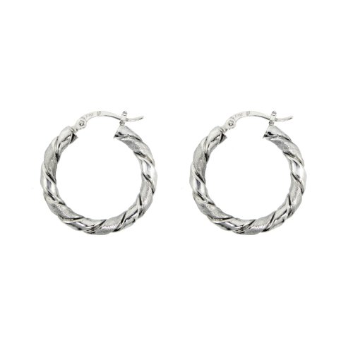 Karat Platinum 25mm Satin Polish Twist Hoop Earrings