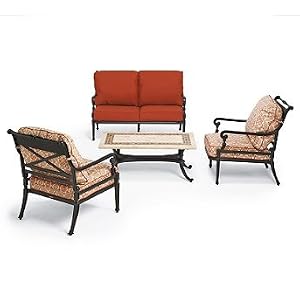 Carlisle 4-pc. Outdoor Loveseat Set with Stone-top Outdoor Coffee Table - Wyndham Dune, Wyndham Dune - Frontgate, Patio Furniture