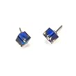 Bermuda Blue Tilted Cube Swarovski Austrian Crystal Earrings, 4mm