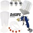 DeVILBISS FinishLine 4 HVLP Spray Gun with 1.3 mm, 1.5 mm and 1.8mm Tips, DeKUPS Starter Kit with 24 oz. Cups, and a Air Valve Regulator with Gauge