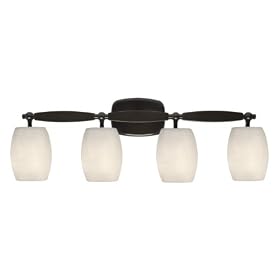 Regency - 4 Light Bathroom Vanity Lighting Fixture - Deep Oil Rubbed Bronze - Off White... from Vanity Lighting Fixtures