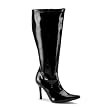 WIDE WIDTH WIDE CALF Knee Boot PLUS SIZE 3 3/4 Inch Sexy Black Stretch Patent