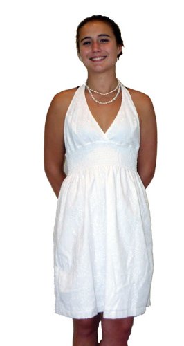 White Eyelet Halter Dress