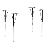 Adjustable Tapered Steel Legs, 20 to 29 High, Black/Chrome, 4/Set