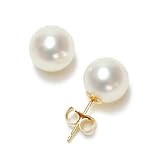 14k Yellow Gold 8.5x9mm AAA Akoya Cultured Pearl Earrings