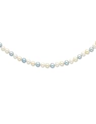 Sterling Silver 6-7mm Blue & White Fw Cultured Pearl Necklace