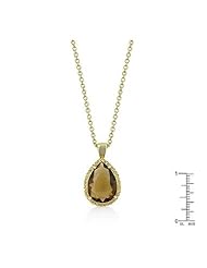 Yellow CZ Teardrop Pendant Necklace