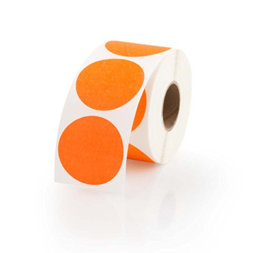 Orange Round Color Coding Inventory Labeling Dot Labels / Stickers - 1.5 Inch Round Labels 500 Stickers Per Roll