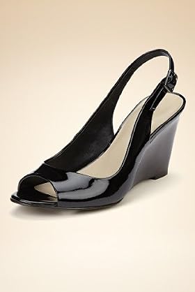 Autograph Coated Leather Peep Toe Wedge Shoes