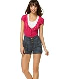 Guess - GUESS? Tina Sheer Ribbed Cardigan & Ariana High-Waisted Denim Shorts