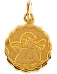 14K Gold Childrens Guardian Angel Pendant With 15" Chain