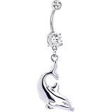 Crystalline Gem Dolphin Drop Belly Ring