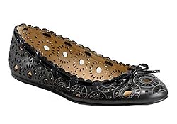 Coach Daffodyl Bull Leather Scalloped Cutout Ballet Flats Slip-On Shoes Black 9.5