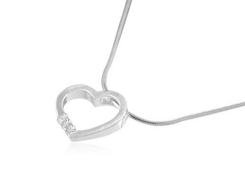VINANI Anhaenger Diamond Heart mit Kette 45 cm Silber 925 ADH45