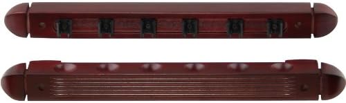 Roman-Style Two-Piece Wall Rack - 6 Pool Cue Stick Slots (Mahogany Stain)