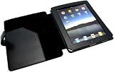 Black Leather Landscape Carry Case for Apple Ipad with Inner Pocket and Magnetic Snap