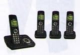 Vtech DECT 6.0 Black/Graphite Expandable 4-Handset Cordless Phone System with Digital Answering Device and Caller ID (CS6328-4)