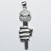 925 Sterling Silver Microphone Pendants with inlaid Clear CZ