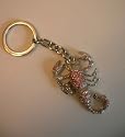 Lobster Silver Tone Crystal Key Ring with Pink Swarovski